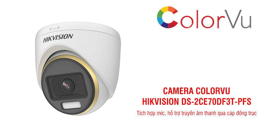 Camera HDTVI ColorVu 2MP HIKVISION DS-2CE70DF3T-PFS giá rẻ